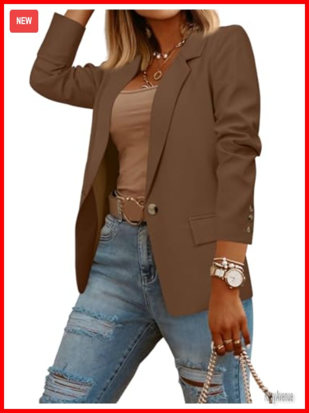 Women's Button Blazer Jacket Notch Collar Lightweight Polyester Regular Fit